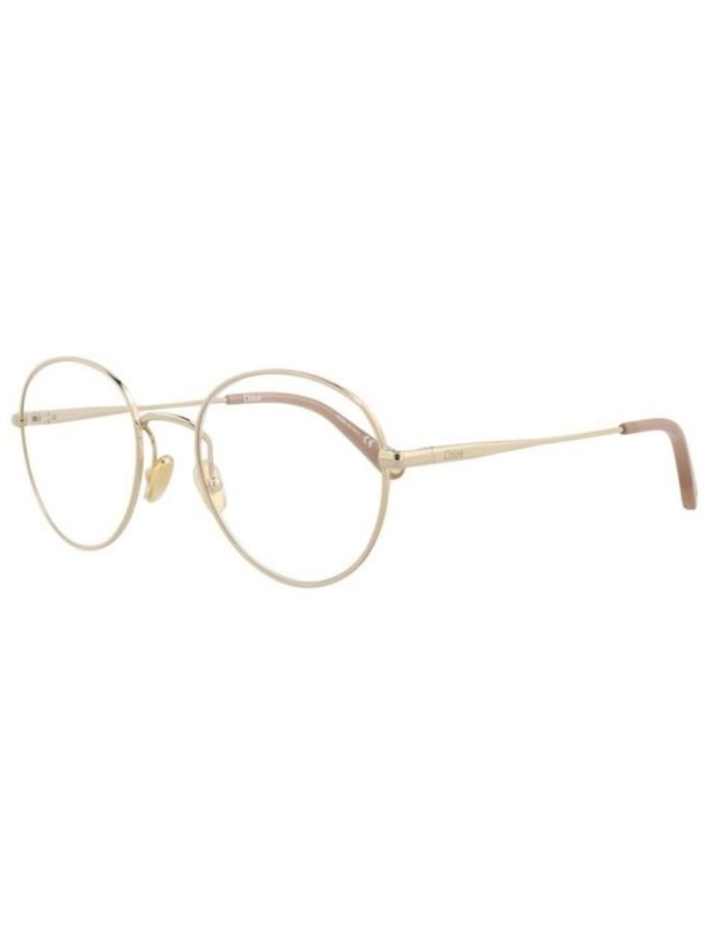 New Chloé Womens Round/Oval Nude Gold Transparent Fashion Designer Eyeglasses